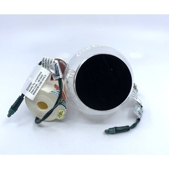 2 Coca-Cola Christmas Lighted Ornaments Santa w/Fawn & Snow Man Vintage Radiance - Picture 7 of 10